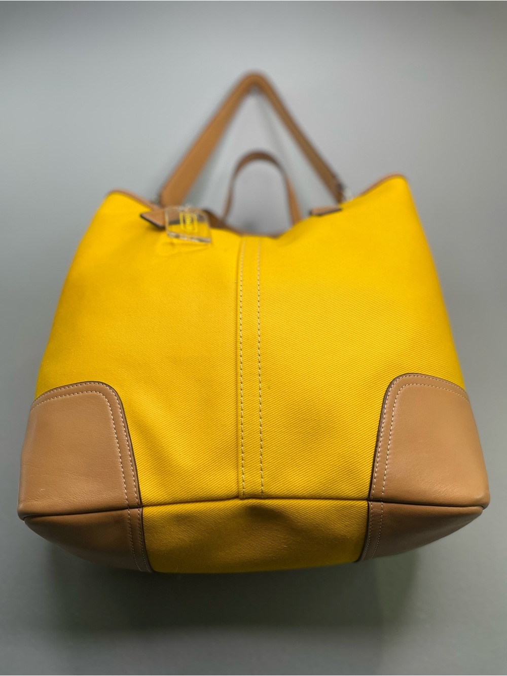 Coach Hadley Twill Large Duffel Tote in Sunflower Yellow - Picture 5 of 14